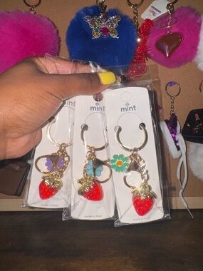 Strawberry & Flower Keychain Bagcharm